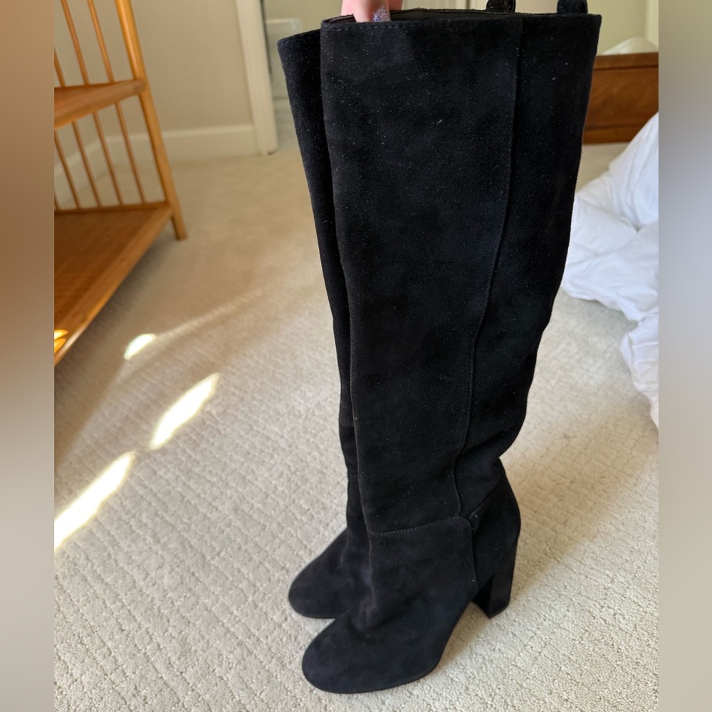 Sam Edelman Black Suede Heeled Boots size 5.5